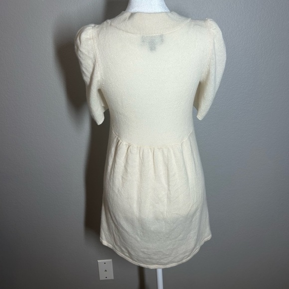 Aqua Bloomingdale’s 100% Cashmere Cream Minimalist Babydoll Mini Dress Sz M - Picture 8 of 10